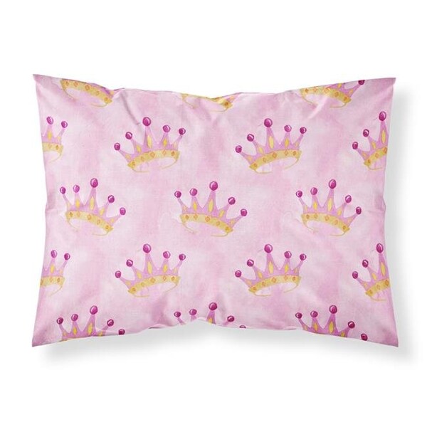 Carolines Treasures Carolines Treasures BB7546PILLOWCASE Watercolor Princess Crown on Pink Fabric Standard Pillowcase BB7546PILLOWCASE - main